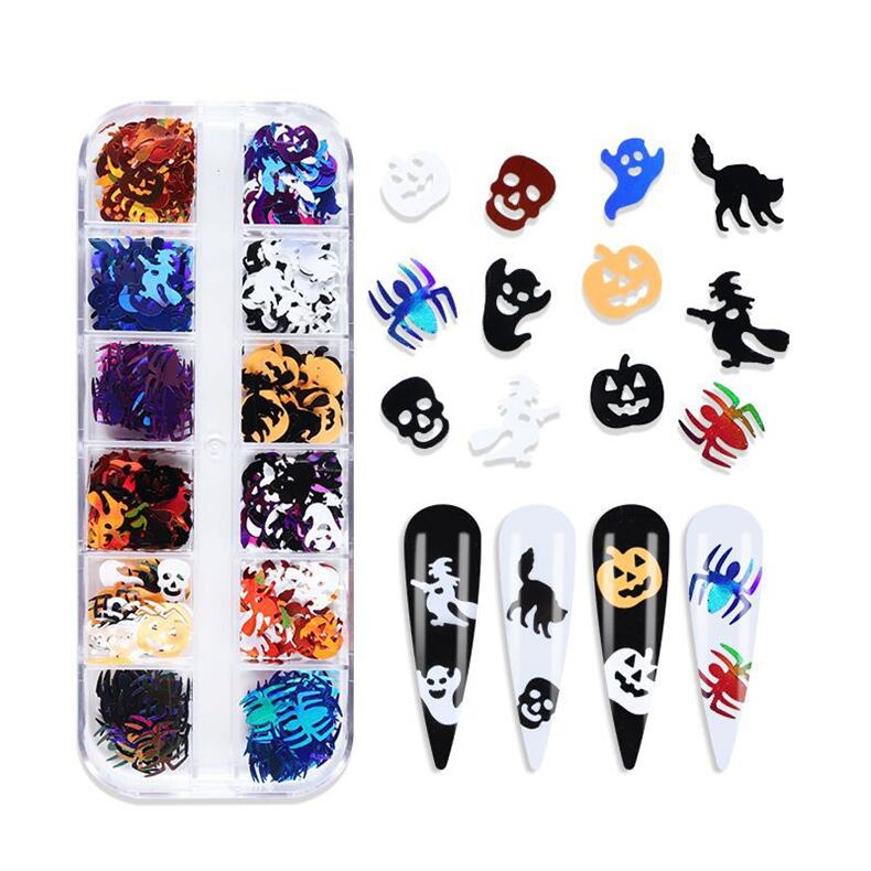 12 Grids 3D Skull Sanctus Nail Sequins