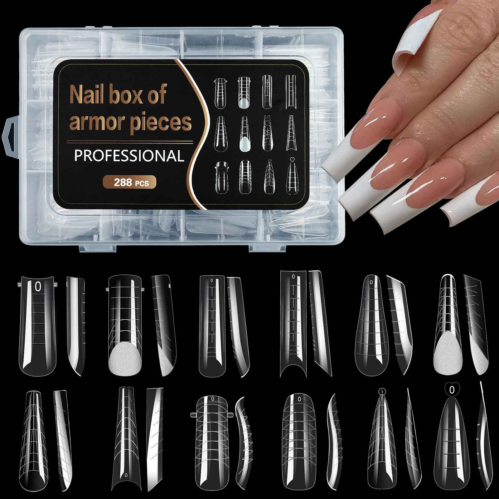 Dual Nail Formae Nail Apicibus 12 Figurae 288pcs pro poly clavus gel